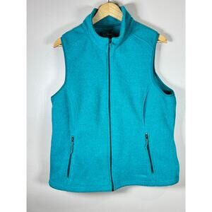 L.L. Bean Womens Fleece Vest XL Blue Green Full Zip Polartec